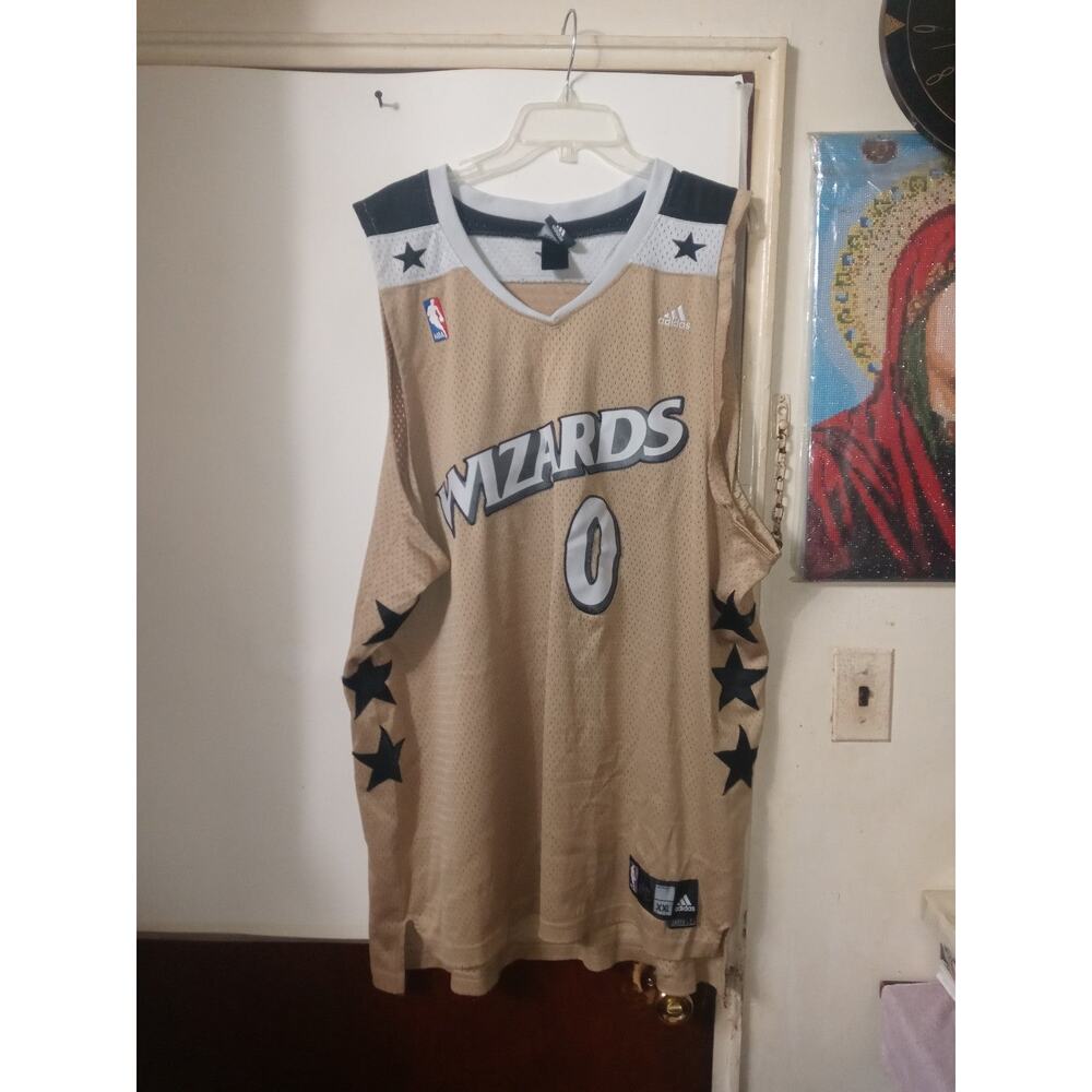 Adidas NBA Washington Wizards Gilbert Arenas Gold Basketball Jersey